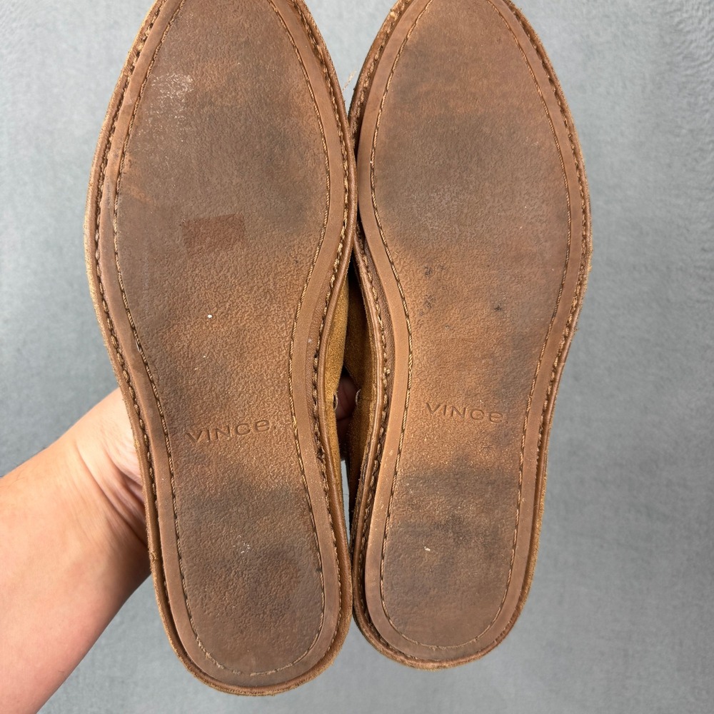 Vince Glyn Camel Suede Almond Toe Slip On Loafers Flats Womens Size 7M EUR 37 - Picture 6 of 8